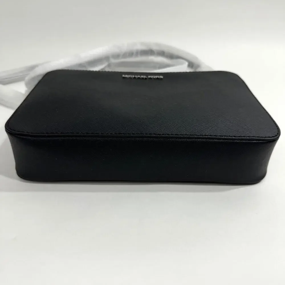 Michael Michael Kors Jet Set Black Large Saffiano Leather Crossbody Bag New - Picture 3 of 11